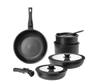 CONCETTA 12pcs Non-Stick Cookware Set, Pots and Pans Set with Spatula and Detachable Handle for Kitchen