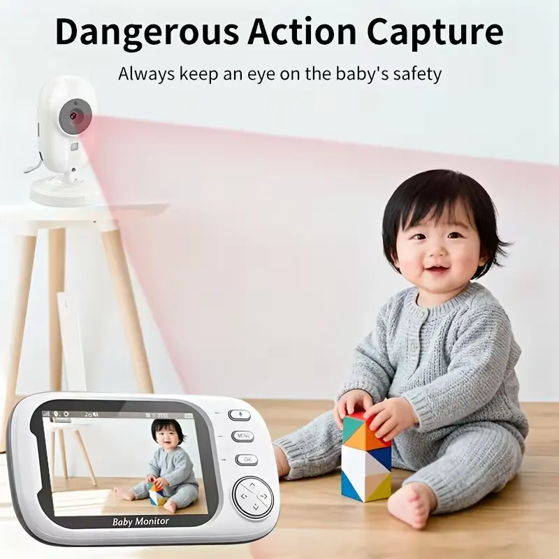 1080P Baby Monitor with Camera, Night Vision, No‑WiFi Required, Two‑Way Audio, VOX Mode, Feeding Reminder, Temperature Sensor & 8 Lullabies, Ideal Gift for Halloween and Christmas