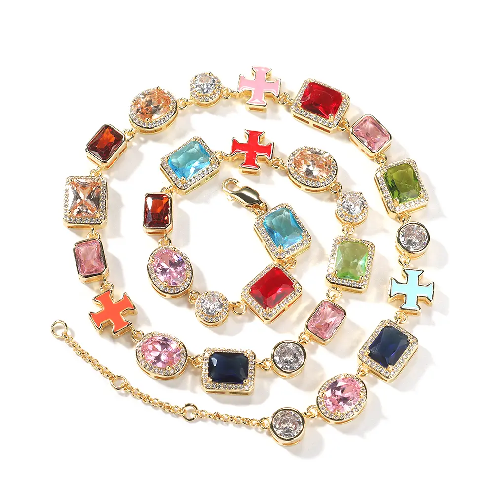 Taste Like Candy Colored Gemstones Necklace "Gold"