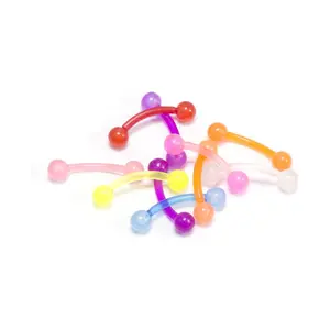 10pcs Bioflex Acrylic Curved Barbells Piercing Jewelry, Piercing 8mm, 1 Oz