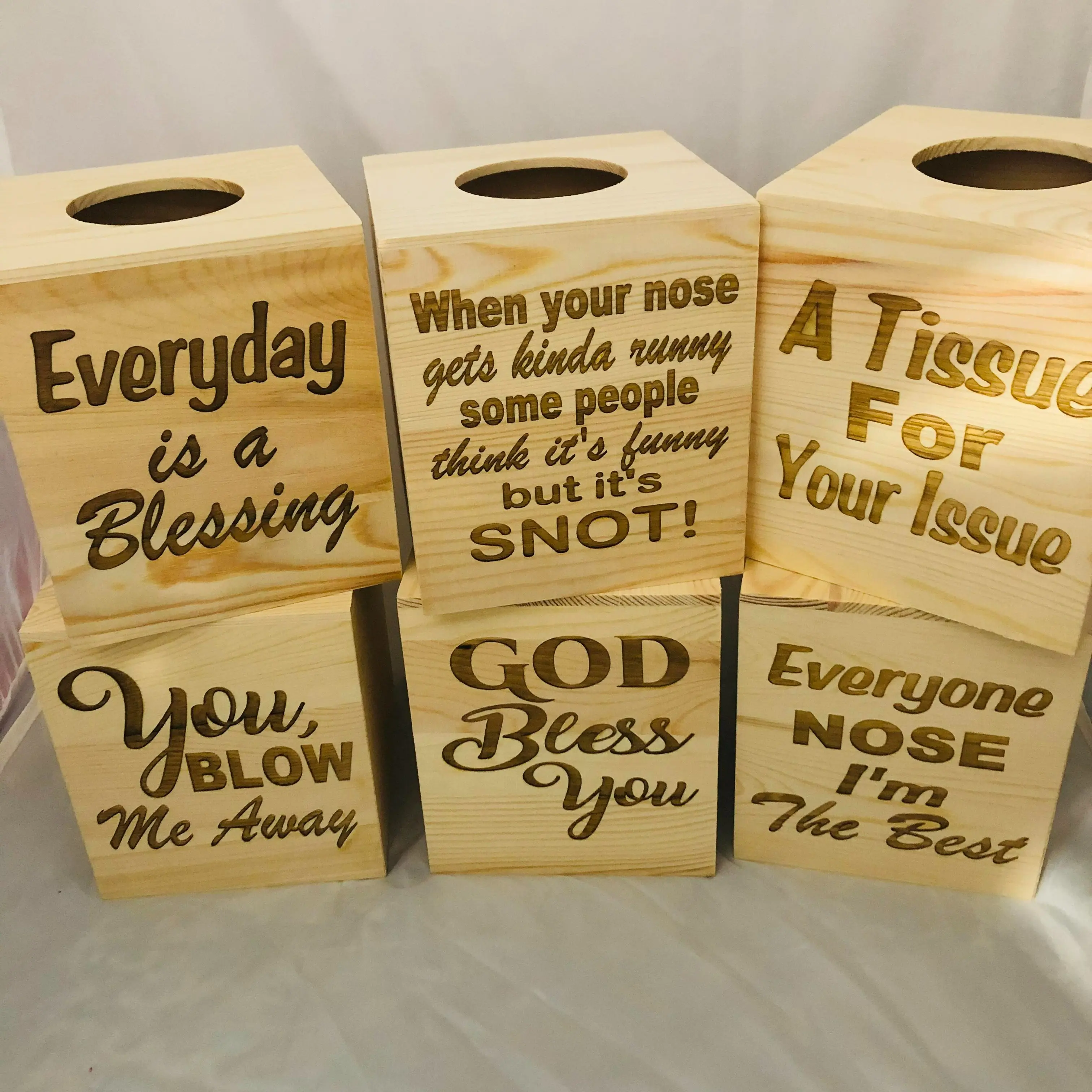 Personalize Wood Tissue Boxes