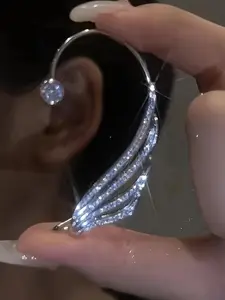 Rhinestone Wing Design Earring, Fashionable Ear Wrap for Women & Girls for Party, Daily Clothing Decor, Trendy All-match & Exquisite Jewelry for Birthday Gift
