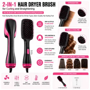 "2-in-1 Hair Dryer Brush for Curling and Straightening, Hot Air Brush with Volumizing and Smoothing Function, Fast Styling Blow Dryer Brush for All Hair Types, Salon-Quality Hair Styling Tool#SummerVibes"