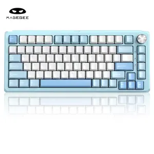 MageGee Captain75 Mechanical Gaming Keyboard, 75% Hot Swappable with Rapid Trigger Magnetic Switch, CNC Aluminum Frame, Light Blue, 4000mAh Battery, RGB Backlit