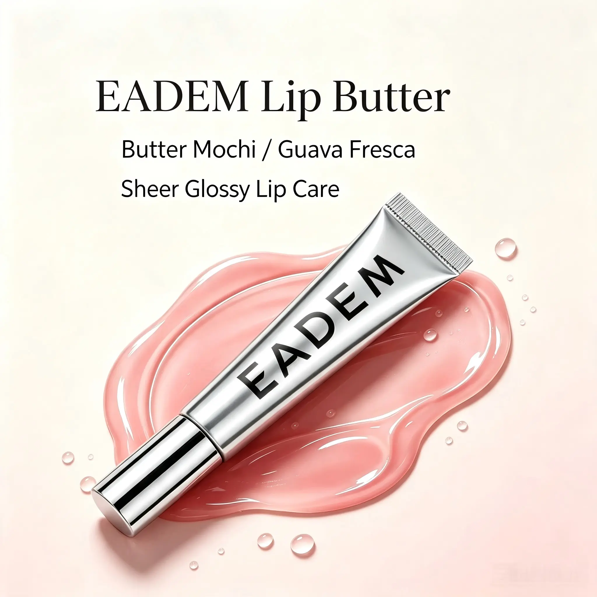 EADEM Butter Mochi & Guava Fresca Lip Butter 14g, Hydrating Nude Gloss Lip Balm, Gentle Exfoliating Lip Treatment for Dry Flaky Chapped Lips, Instant Dryness Relief, Sheer Tinted Lip Shine Primer, All Day Long Lasting Lip Moisturizer for Sensitive Lips