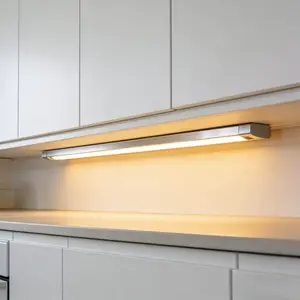 Rechargeable LED Under Cabinet Lights 7.87 in. Silver Motion Sensor Tri-color Ultra-Thin Design Easy Installation for Kitchen & Bathroom Use Magnetic plug-free lighting soft white 3-color night
