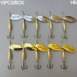 Father's Day Gift Fishing Lure Set, Spoon Lures, 10pcs Rotating Sequins Bait, Hand-Cranked Artificial Fish Attractant, Angling Accessories