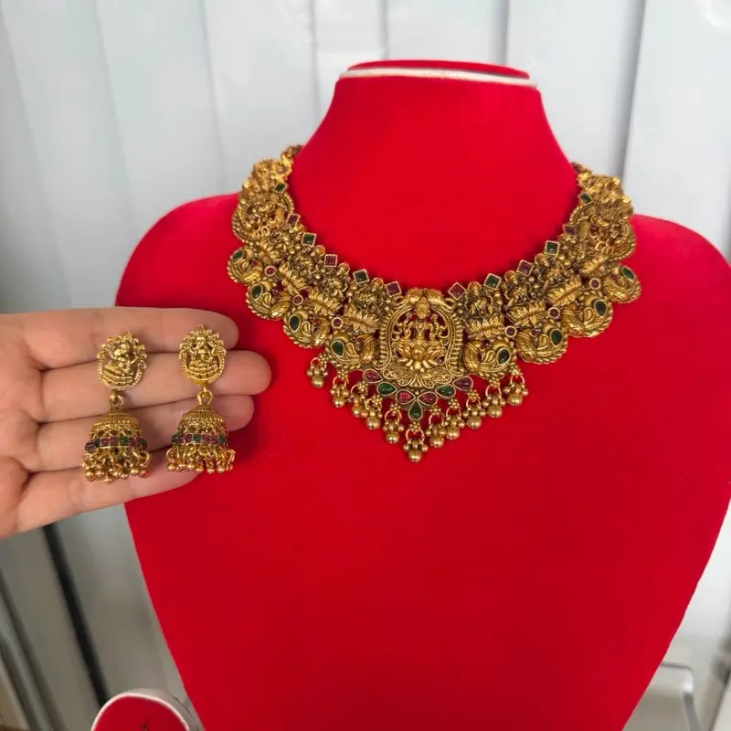 Brass Necklace/choker with earrings. New design ready to wear.