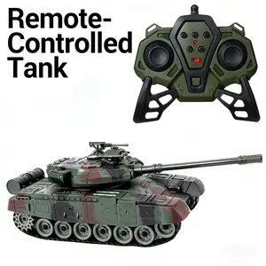 1:28 Remote-Operated Battle Tank Set, 2.4G Rechargeable Light & Sound Military Shooting Model, Outdoor Sports Accessory for Ages 6+, Ideal Gift for Boys