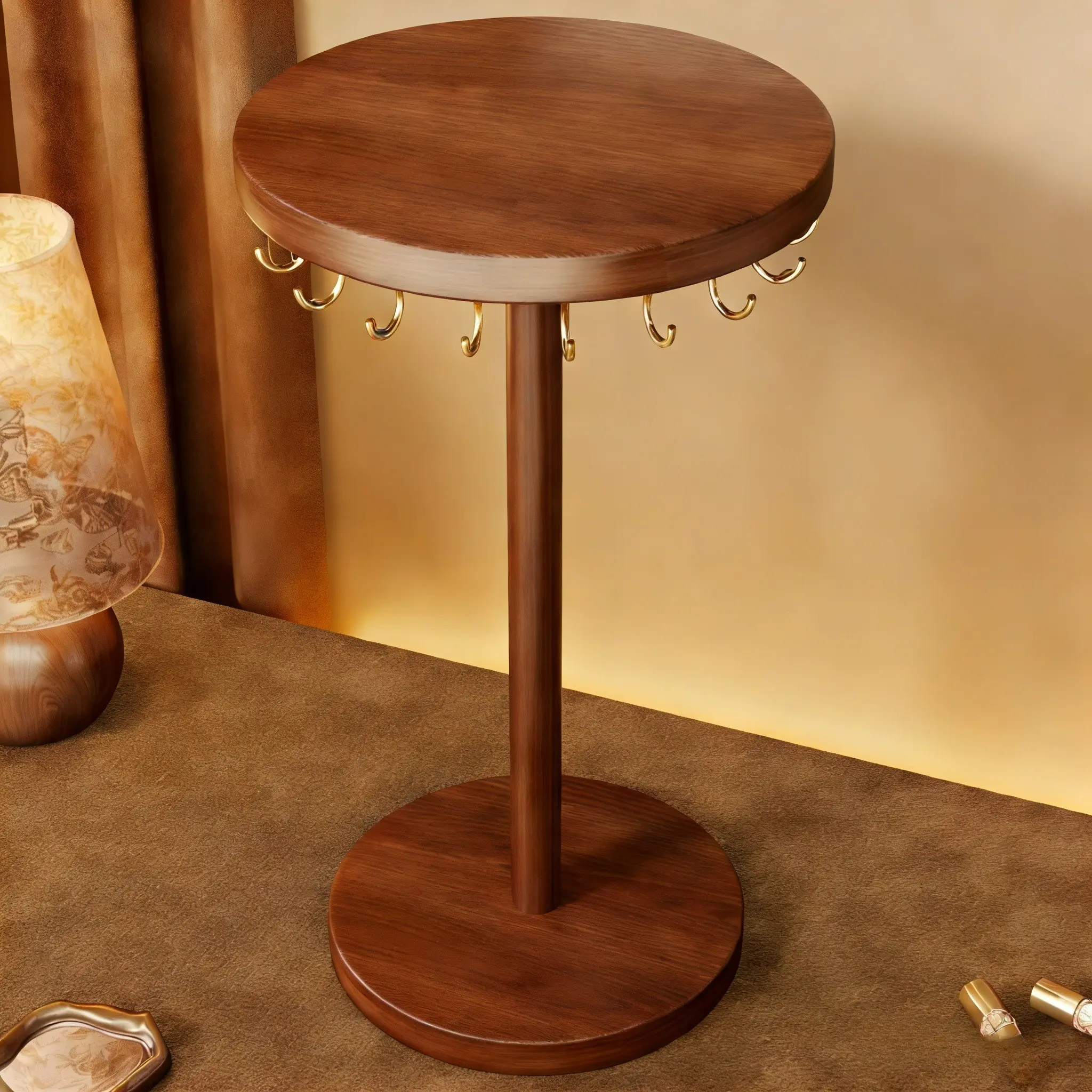 Desktop necklace display rack jewelry rack bracelet storage rack solid wood hook jewelry rack display rack Dresser Organizer Display Holder