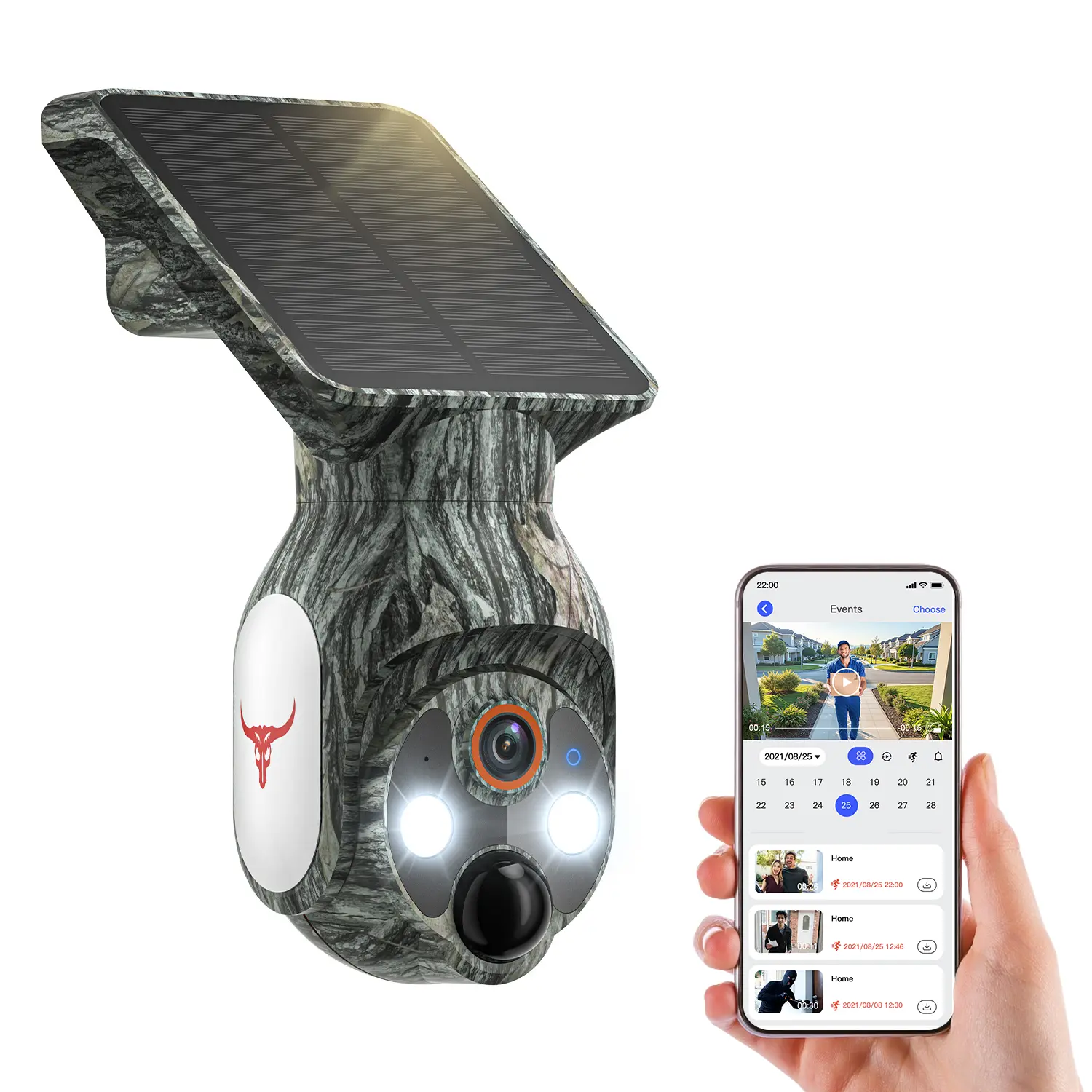 1080p WiFi Security Camera with Solar Panel, Wireless Outdoor, Camera for Home Security, Battery Powered, Pan Tilt, AI Motion Detection, Night Vision, 2-Way Talk, IP65, Cloud Storage, Human Detection, 2.4GHz Only