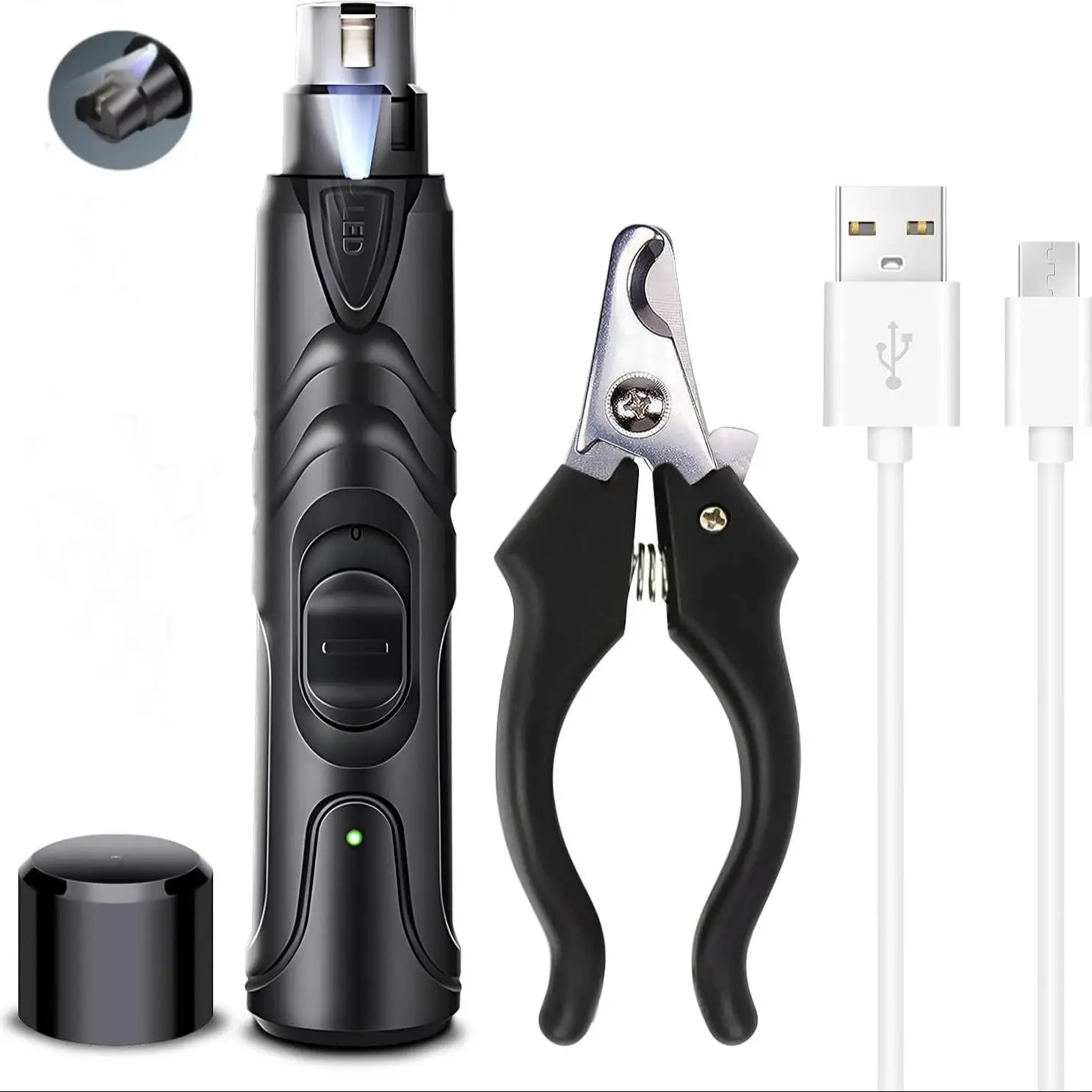 Pet Nail Grinder, 2 Counts Pet Nail Clipper Set, Nail Grinder With LED Light, Cat & Dog Nail Trimmer, Pets Nail Trimming Tool, Dogs & Cats Nail Care S