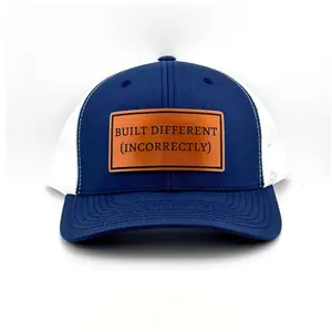 BUILT DIFFERENT - Snapback Trucker Style Hat | Funny Casual Wear | Leather Patch Headwear | Yupoong 6606 | Hats for Men | Stylish Patch