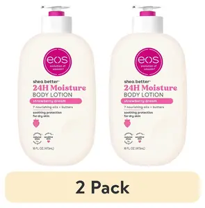 EOS Shea Better Body Lotion for Dry Skin 2 Pack Strawberry Dream 16 Fl Oz Moisturizing & Nourishing Lotion with Shea Oil & Butter