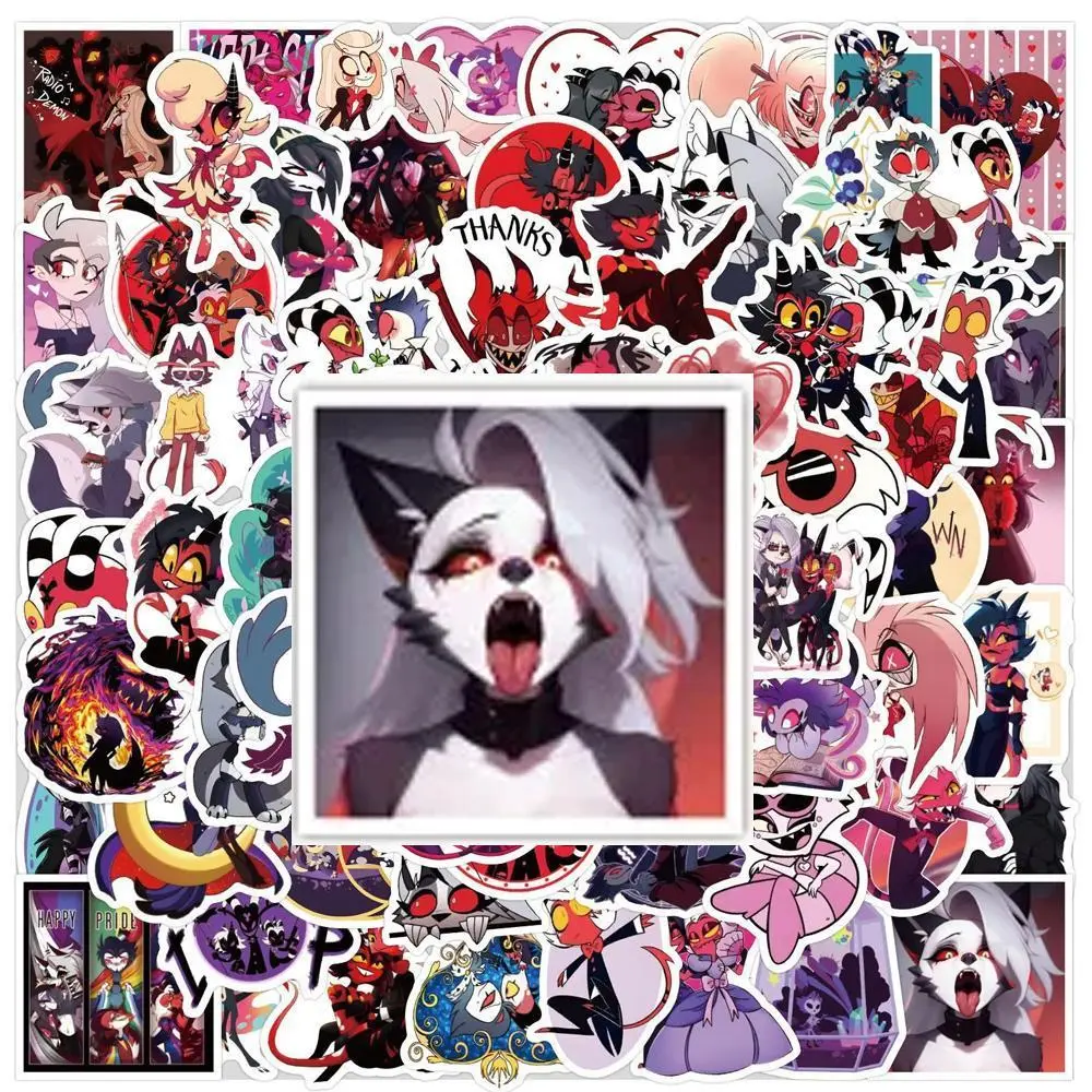 50/120Pcs Bilitzo Helluva Boss Anime Sticker Graffiti Suitcase Laptop Skateboard Guitar Phone Cartoon Stickers Decals Gifts Toy