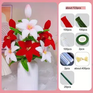 720-Piece Lily Flower Twist Rod Pipe Cleaner Kit, DIY Floral Projects, Wedding Bouquets, Party Decorations, Vibrant Colors, Graduation Gift
