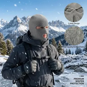 Warm Full Face Ski Mask Balaclava - 3-Hole Knitted Winter Cover for Outdoor Sports Snowboarding Skiing Motorcycling Cycling Hiking Cold Weather Protection Comfortable Breathable Fleece Lining Windproof Hood Cap