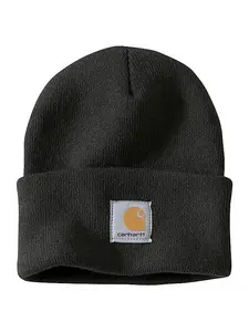 Carhartt Men's & Women's Black Knit Beanie with Logo Patch Winter Hat for Versatile Winter Wear Soft Cozy Material