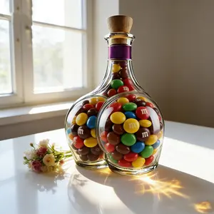 Novelty Shaped Glass Whiskey Decanter, Unique Curved Single-Piece Liquor Bottle with Cork Stopper, Premium Crystal Barware for Spiritsl