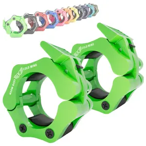 WARM BODY COLD MIND Olympic Barbell Collars 2" Quick Release Pair of 2 inch Barbell Clamps Lock Gym Clips for Workout Weightlifting and Fitness Training