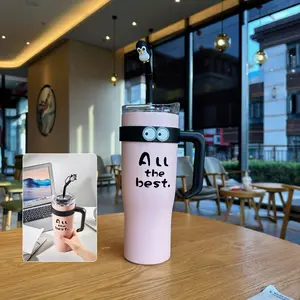 Portable Water Bottle, 1 Count Large Capacity Water Bottle with Tea Warehouse & Straw & Handle, Drinking Cup for Outdoor Sports Travel, Gift for Families, Couples, Drinkware