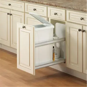 212 MAIN Soft-Close Door-Mount Household Waste Bin - 50 Qt White Single Kitchen Trash Can, Washable Bin for Baby Spaces