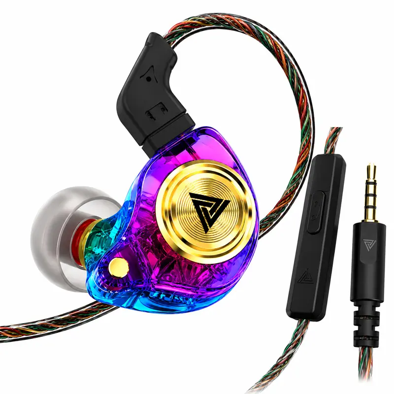 QKZ AK3 3.5mm Plug Wired In-Ear Headphones - Noise Cancelling, High-Fidelity Heavy Bass Stereo, Integrated Microphone for Smooth Calls, Soft Braided Durable Cable, Ergonomic Design for Gaming, Workout