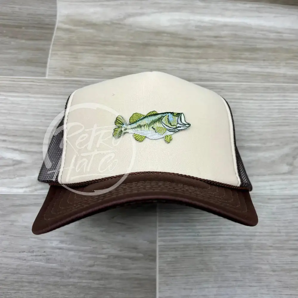 Bass Patch on Brown/Beige Meshback Trucker Hat