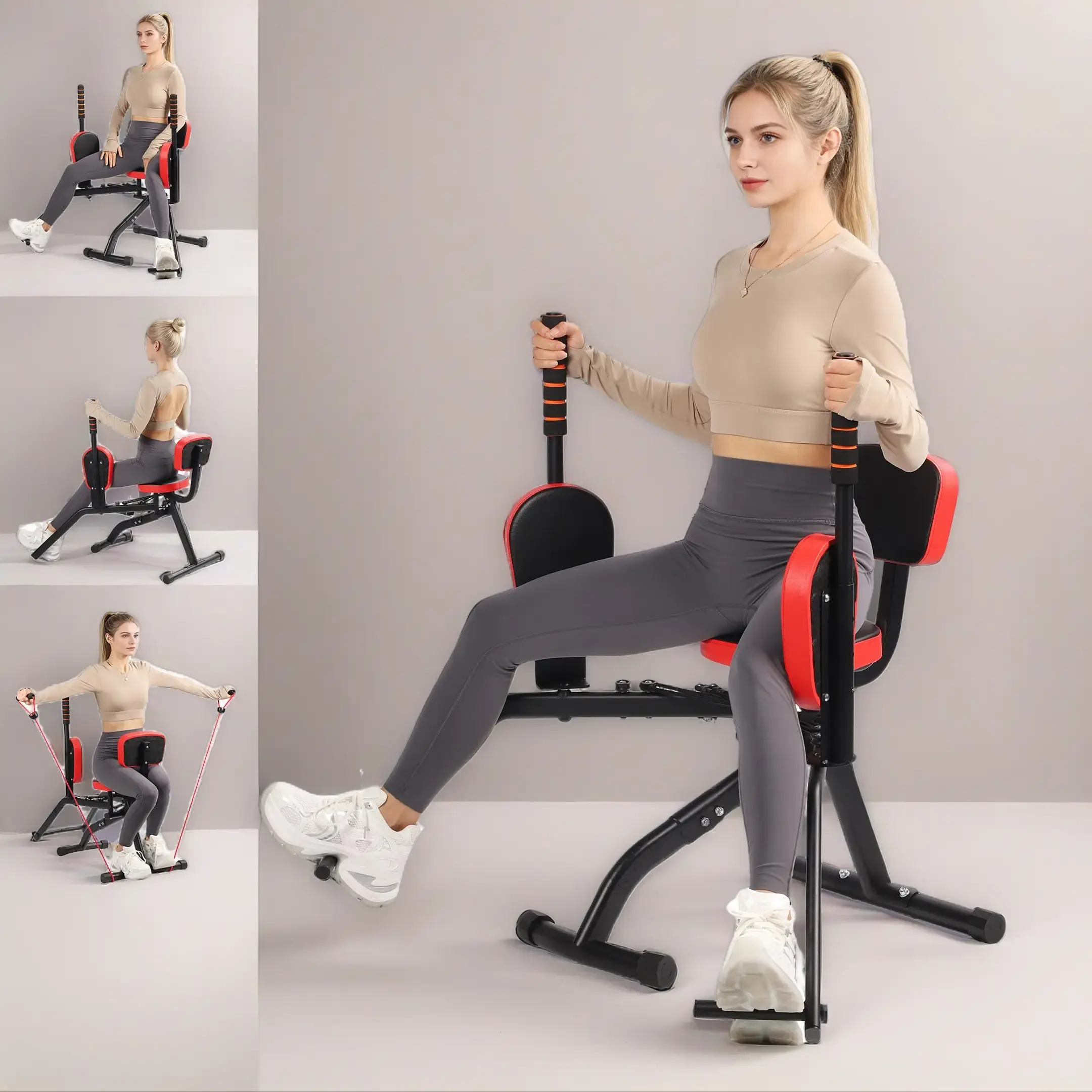 Hip Abductor Machine, Adjustable Glute and Thigh Exercise Equipment for Home Gym Lower Body Strength Training