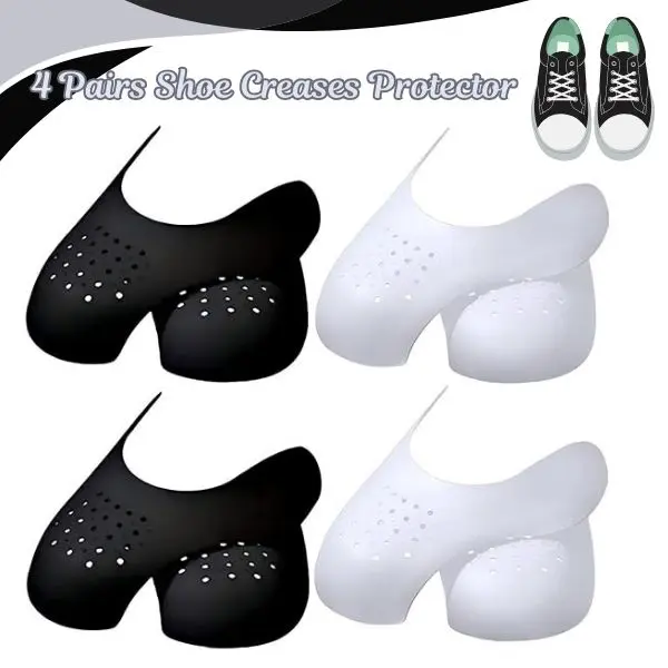 4 Pairs Anti-Crease Shoe Protector Guards –Breathable, Lightweight Shoe Crease Preventer for Sneakers, Air Force 1, Jordan, Men’s 7–12 & Women’s 5–9