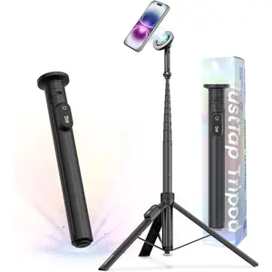 Phone Tripod for  MagSafe - 66'' Automatic Selfie Stick with Remote, Portable Tripod Stand for Video Recording, Travel, Vlogging (Black)
