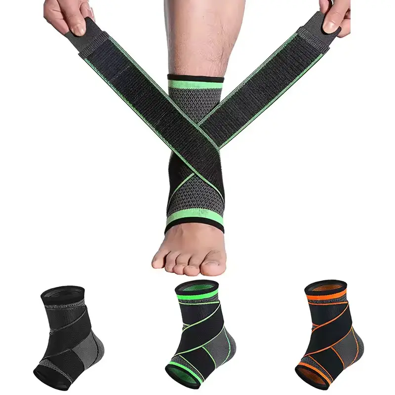 Ankle Support Compression Bandage, Adjustable Elastic Ankle Brace, Foot Guard Strap, Ankle Compression Cuff, Ankle Protective Compression for Fitness Sports Gym Badminton Accessories