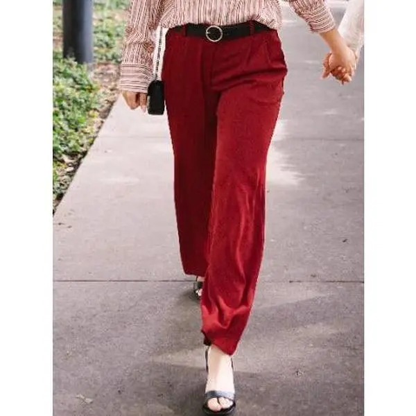 Pleat-Front Trousers, Maroon