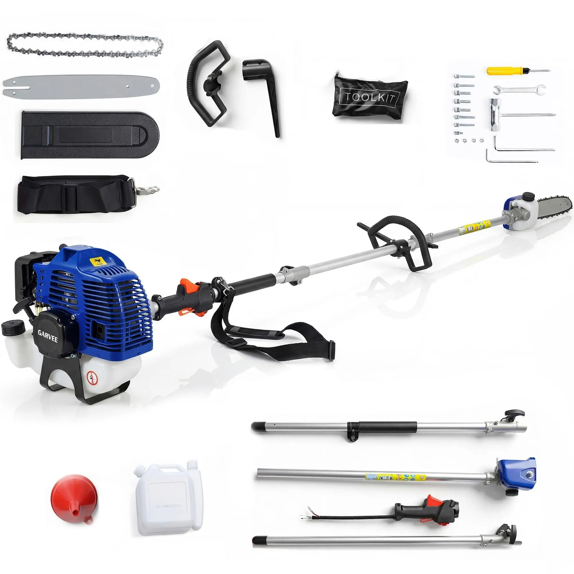 Gaomon Gas Pole Saw (Gas Chainsaw), 52CC, 2.0HP Motor, 3000 RPM, 12-Inch Steel Chain, 16FT Reach, 1200ml Fuel Tank, Adjustable Strap - Cuts 10-Inch Branches for Tree Trimming, Pruning