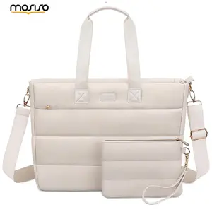 MOSISO Puffy Women's 15.6-Inch Laptop Tote Bag, Water-Resistant Work Bag with Zipper Closure & Matching Purse, Large Capacity Shoulder Option for Office Travel, Compatible with MacBook Pro 16, Dell, HP, Lenovo, ASUS Notebooks, Holiday Gift