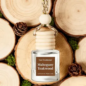 Mahogany Teakwood Car Perfume Air Freshener Aromatherapy Pendant Long Lasting Scent for 60 Days 8mL Car Hanger