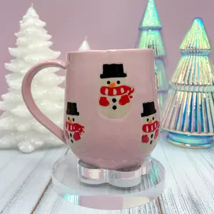 Pink Snowman Ceramic Coffee Mug