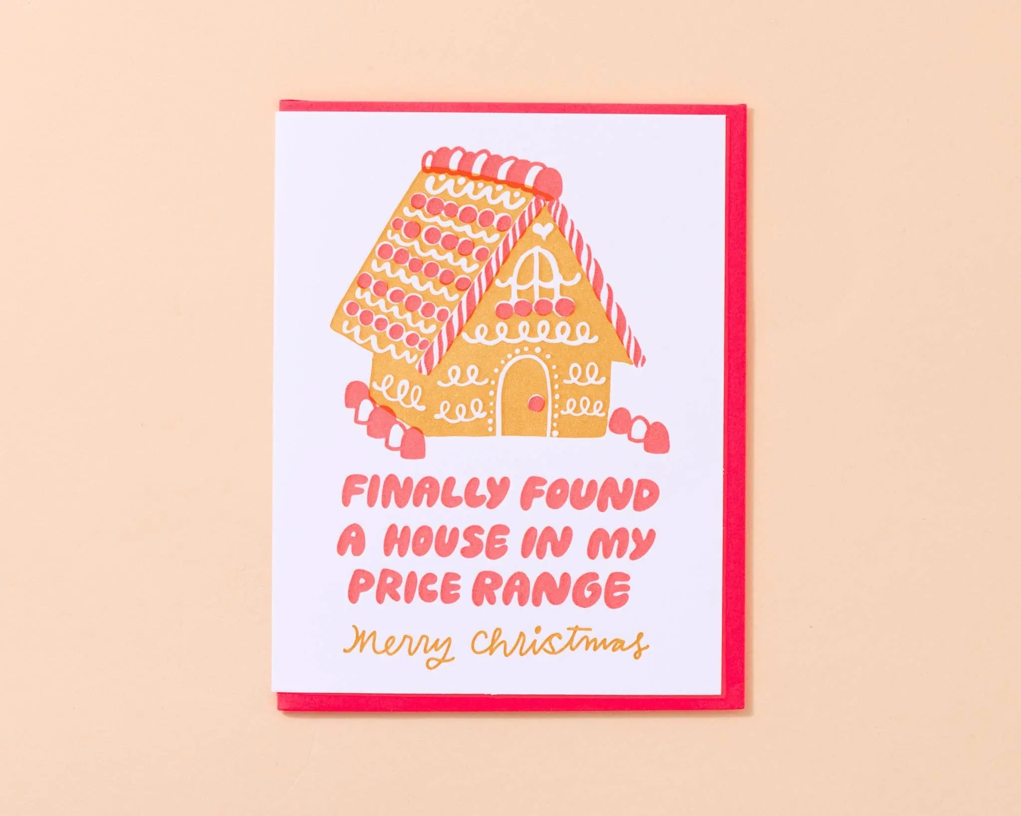 Affordable Ginger Bread House Letterpress Card - Holiday Christmas Millennial - Made in USA Stocking stuffer, Holiday, Gift Guide