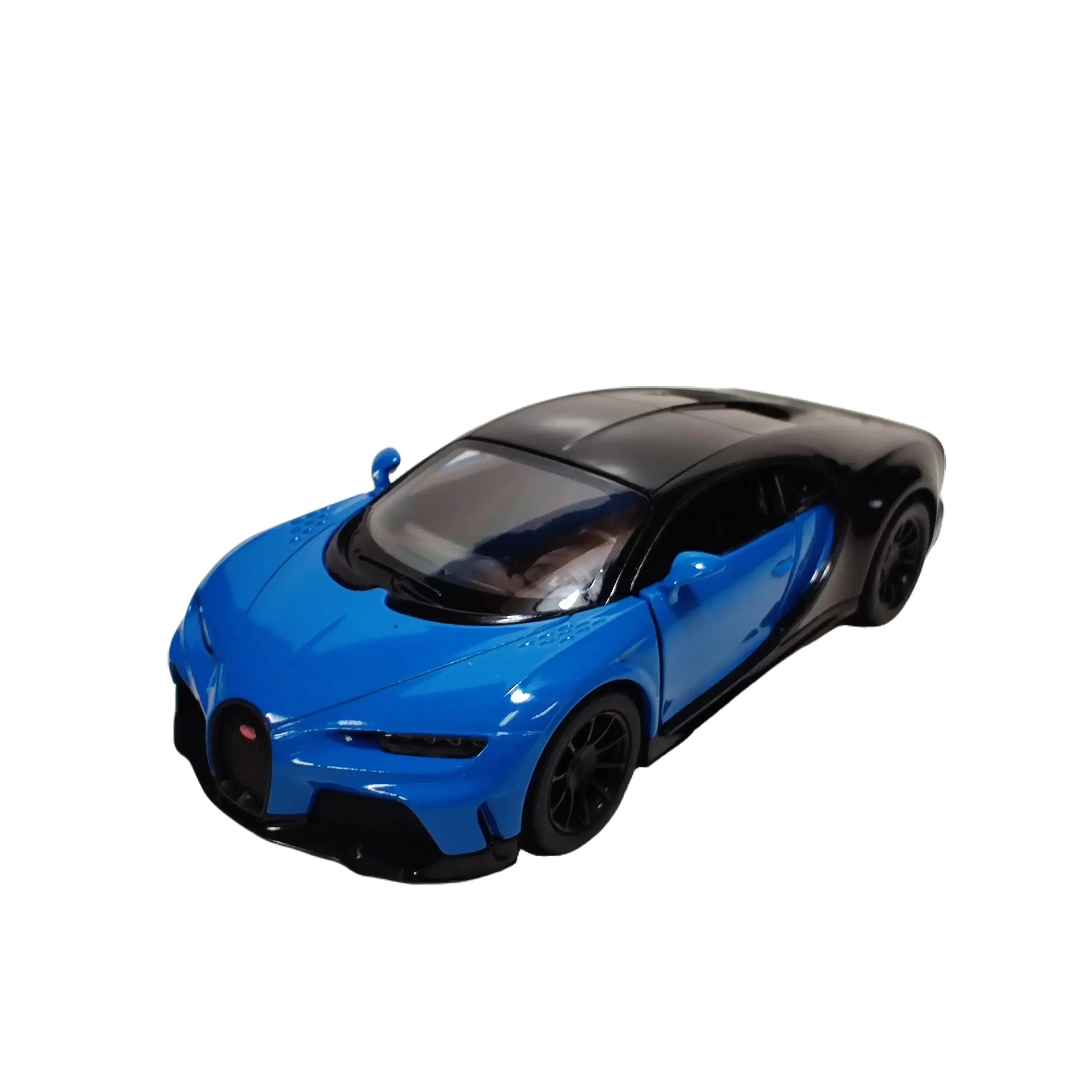 KINSMART 1:36 Scale BUGATTI CHIRON SUPERSPORT Diecast Car Blue/Black Officially Licensed Pull Back & Go Action Door Openable Model 5 Inches Long