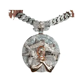 2031 New York Street Badge Pendant King of the Street Style Oversize Iced Out Hip Hop Rapper High Bridge Custom Bling Medallion Pendant customizable with engraved letters, logos or patterns