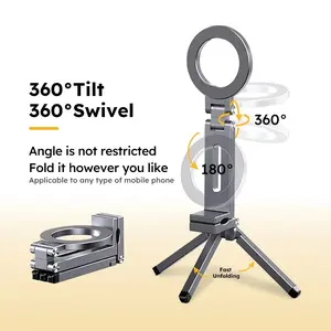 Portable Magnetic Phone Holder for Car/travel/desk, 360° Rotating, Foldable & Adjustable, Strong Grip, Universal Compatibility Hands-Free Accessory