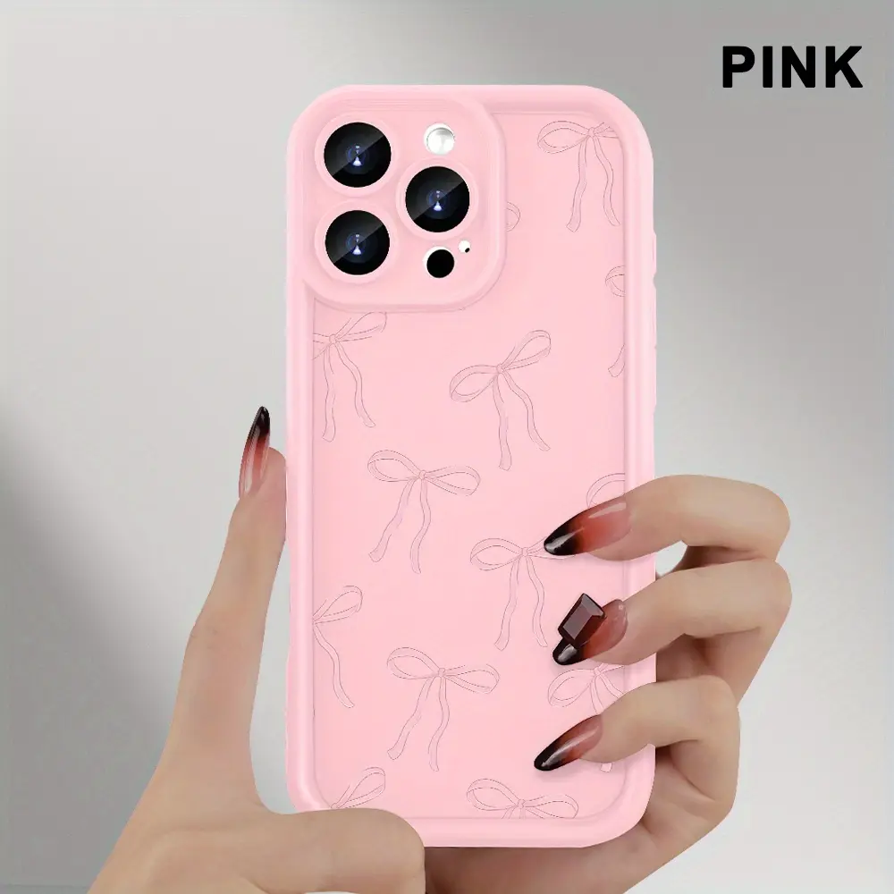 Bowknot 2026 New Style Beautiful and Interesting High-end Phone Case Compatible with iPhone 17 Pro Max 16 16e 15 14 Plus 13 12 Mini 11 Air XR X XS Pattern TPU Lens Protection Durable Soft Cover Gift Screen Protector