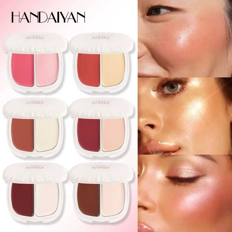 HANDAIYAN 2 in 1 High Quality Makeup Palette - Dual-Ended Blush & Highlighter for Flawless Finish - Perfect for Everyday Use