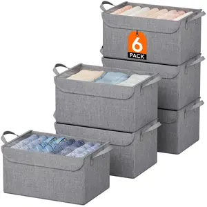 Lifewit Stackable Fabric Storage Boxes Oxford with Clear Lids, Foldable for Clothes, Blankets & Books, Steel - framed Metal Organiser