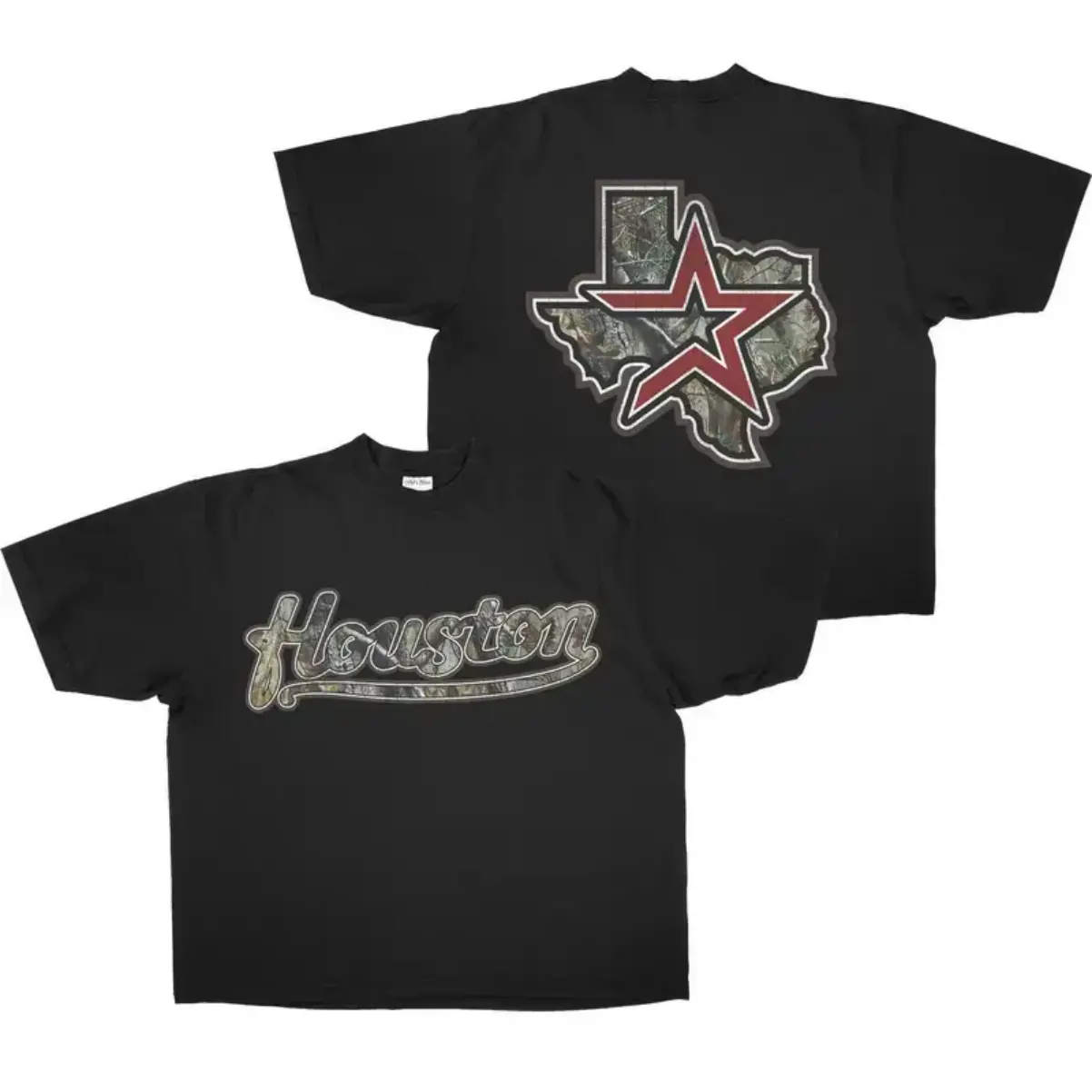 Men's 100% Cotton Premium Texas Camo Graphic Tee - Heavyweight Retro Houston Baseball Script Crewneck Short-Sleeve Top, Casual Black Alternative Forest Denim/Sneakers Match Birthday Shirt, Tshirt, Garment, Streetwear