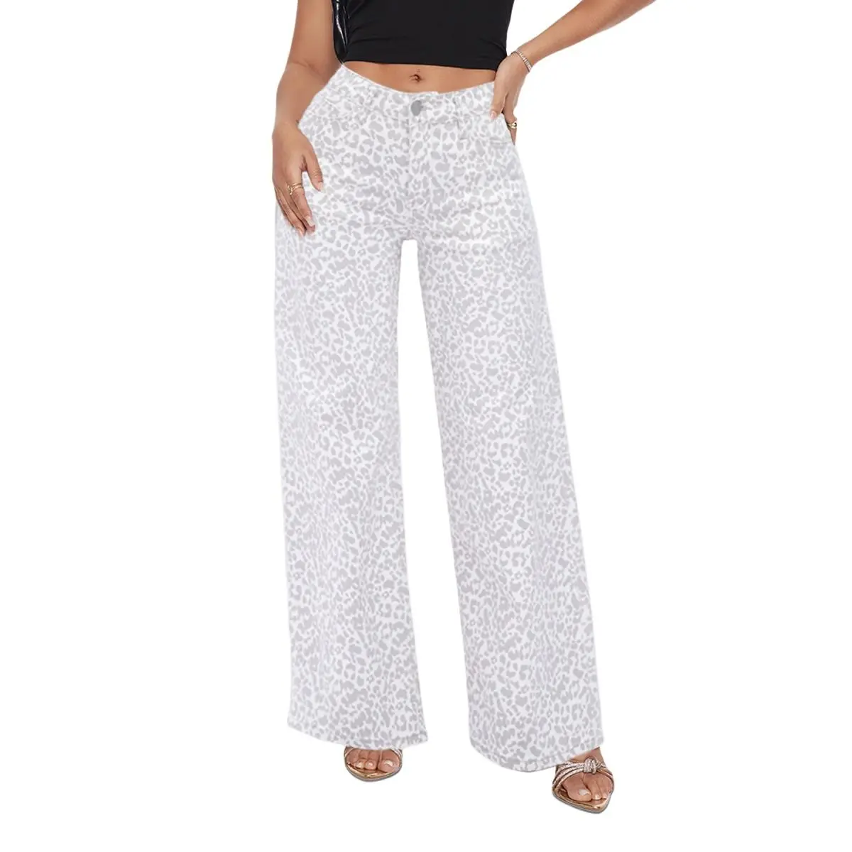 Magic ONESO Mid-low Rise Baggy Jeans Stretchy Wide Leg for Women Distressed Pants Light Blue/Dark Blue/Leopard Print/PinkieBow Womenswear Bottom 8001 Lady Basic Minimalist Comfortable Denim Tummy Control Curve Hugging Plus Size Regular Size BBL