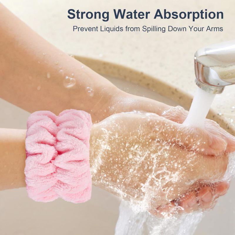 3-Pack Microfiber Wrist Wash Gloves for Washing Your Face – Absorbent spa wash gloves, soft terry cloth wristbands to keep water off your hands and arms