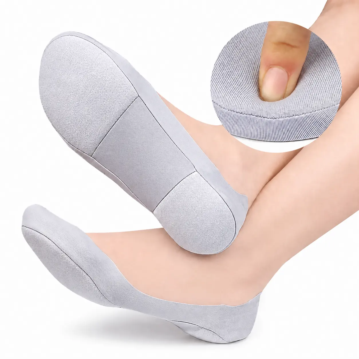 Women's SDDR Essential Sponge Pad Invisible Sports Socks - Anti-Slip, Breathable, Ergonomically Designed - Everyday, Gym Use - Suitable for Spring/Summer/Autumn - Gray-1 Pair, Black Womenswear Sports Shoe Accessory