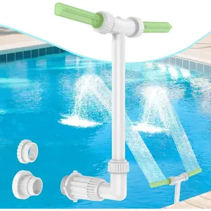Adjustable Fluorescent Dual Spray Waterfall Sprinkler Cooler for Pool Above-ground & Inground Pool Outdoor Waterfall Spray Installation Dual Head Pool Water Fountain