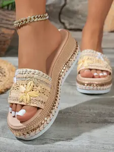 Women's Summer Flat Sandals, Comfortable Thick Sole Flip Flops, Casual Footwear for Daily Wear, Stylish & Lightweight Design, Strappy Summer Sandals